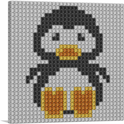 #ad ARTCANVAS Penguin Emoticon South Pole Jewel Pixel Canvas Art Print $179.99