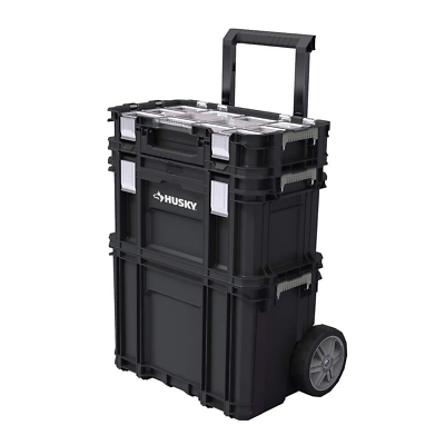 #ad 22 in. Husky Portable Rolling Tool Box on Wheels Cart Part Organizer Storage Bin $104.99