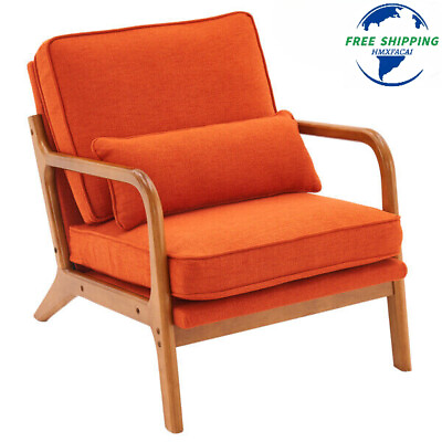 #ad Oak Armrest Single Lounge Chair Indoor modern sofaBurnt OrangeFree Shipping $154.49