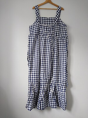 #ad Curvissa Womens Blue Gingham Check Print Sleeveless Dress Size 20 Large Plus GBP 23.99
