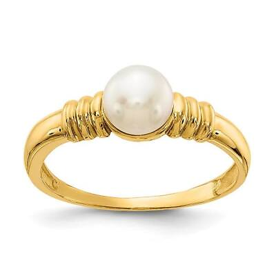 #ad 14K Yellow Gold 5 6mm White Button Freshwater Cultured Pearl Ring $307.00