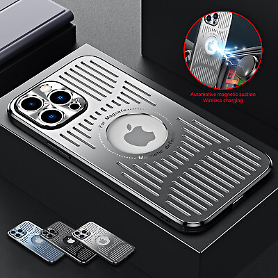 #ad For iPhone 15 Pro Max 14 13 Magnetic Magsafe Hollow Alloy Heat Dissipation Case $9.77