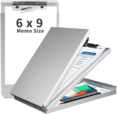 #ad Aluminum Clipboard with Storage Memo Size Recycled Metal Form Holder Binder... $22.65