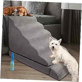 #ad #ad 30 inch Foam Pet Stairs for High Beds Extra Wide 6 Tier Dog 30 H 6 Tier Grey $267.72