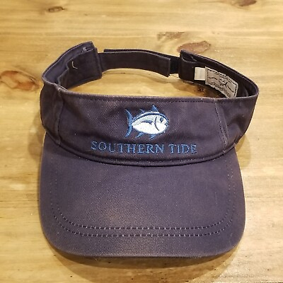 #ad Southern Tide Visor Hat Cap Strap Back Blue One Size Adjustable Fish Fishing $6.25