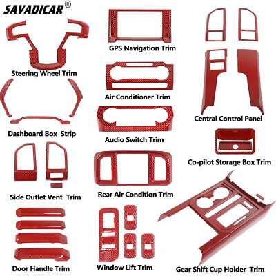#ad 27x Interior Full ABS Set Decor Cover Trims Kit for Ford F150 2015 20 Red Carbon $258.99