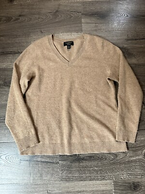 #ad Charter Club Sweater Womens Large Cashmere Soft Cozy Pullover V Neck Preppy Tan $29.99