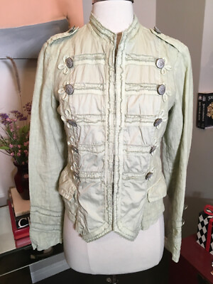 #ad Closed Size S Olive Green Cotton Band Military Jacket NWT 2400 50 22020 $195.00