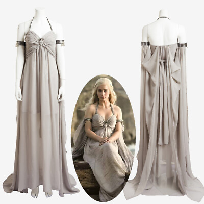 #ad Game of Thrones Daenerys Targaryen Gray Dress Costume Cosplay Suit $143.72