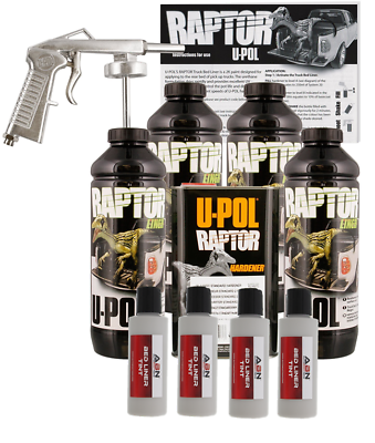 U POL Raptor Tintable Dove Gray Bed Liner Kit Spray Gun 4 Liters Upol $202.76