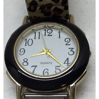 #ad Women#x27;s Watch Large Numerals Second Hand Animal Print Stretch Wristband Working $17.96