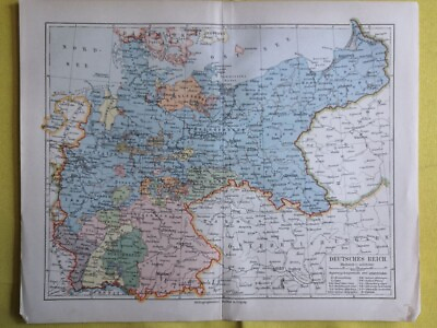 #ad 1928 German Empire Vintage Geography Map Europe ORIGINAL 11.5 x 9.5quot; C11 9 $24.90