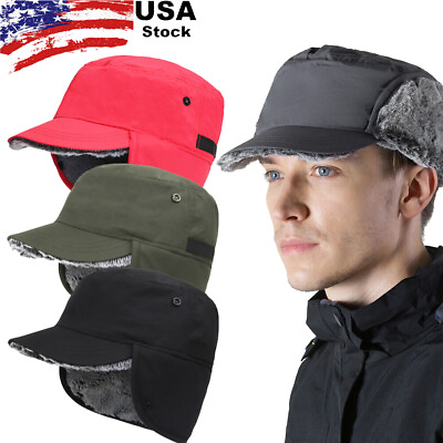 #ad Cold Weather Windproof Winter Hat with Ear Flaps Thermal Warm Snow Ski Flat Cap $13.99