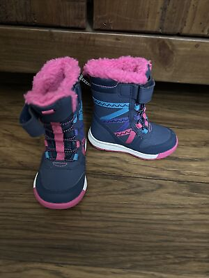 #ad Toddler girls Merrell Navy Blue Pink puffer junior snow winter boots size 5 NWOT $44.88