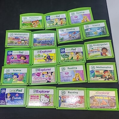 #ad Lot 19 Leapfrog Leap Frog Explorer Game Cartridges Disney Pixar Hello Kitty $80.00
