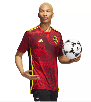 #ad Adidas Seattle Sounders Bruce Lee Red And Yellow Dragon Soccer Jersey Mens XL $44.99