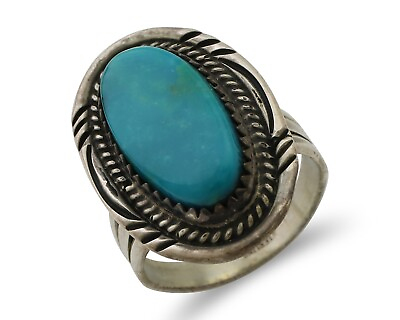 #ad Navajo Ring 925 Silver Natural Turquoise Native American Artist C.80#x27;s $139.00