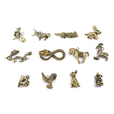 Solid Brass Keyrings Animal Shaped Pendant Keychains Brass Snake Tiger Dog $5.99