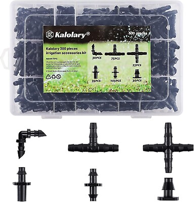 #ad 300 Pcs Irrigation Fittings Kit Drip Irrigation Barbed Connectors 1 4#x27;#x27; Tubing $16.98
