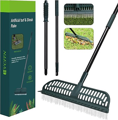 #ad 2IN1 Turf rake for Outdoors Lawn Carpet Shrub Dark Green $35.99