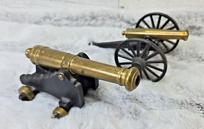 #ad Vintage Brass and Cast Iron Cannon Toys Marked C1 2 Militaria Lot Of 2 Mfco $19.98
