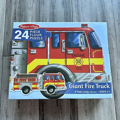#ad Melissa amp; Doug Kids Jumbo Jigsaw Floor Puzzle Giant Fire Truck Engine NEW 24 Pc $9.99