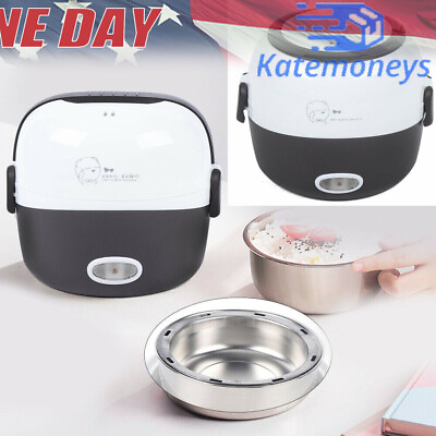 #ad Mini Portable Electric Lunch Box Rice Cooker Stainless 2 Layer Steamer Heating $16.95