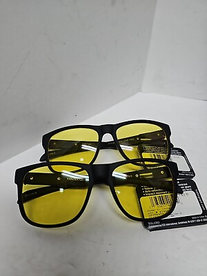 #ad Foster Grant NIGHT DRIVERS Black Frame Yellow Lens Nite Driving Glasses X2 $21.99