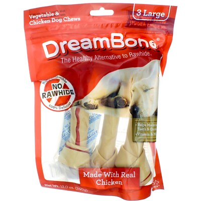 DreamBone Vegetable amp; Chicken Dog Chews Rawhide Free Large 3 Count $20.30