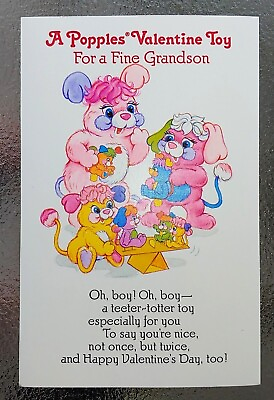 #ad Vtg 1987 POPPLES Valentine#x27;s Day Toy Card Unused With Envelope Carlton Cards $16.00