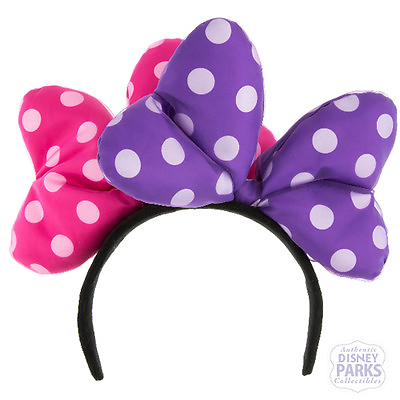 #ad Disney Parks Minnie Mouse Double Large Bow Headband Hat Ears Pink and Purple $29.95
