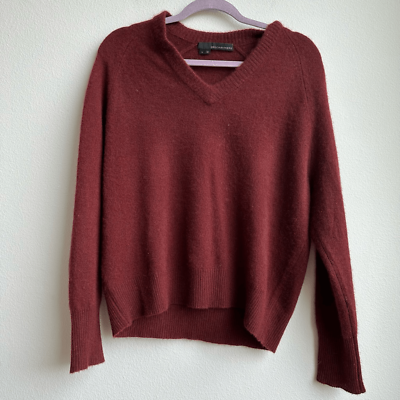 #ad 360 Sweater 100% Cashmere Maroon Bordeaux V Neck Sweater Size Small $10.00