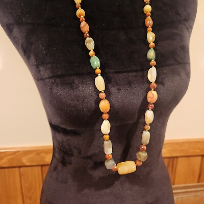 #ad Vintage Agate Bead Necklace Circa 1970 $49.95
