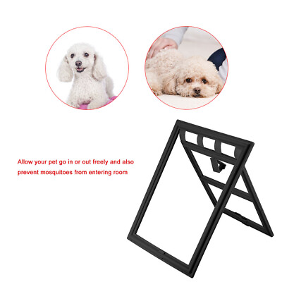 #ad Plastic Pet Dog Puppy Cat Door Magnetic Locking Safe Flap For Screen Window Cus $15.11