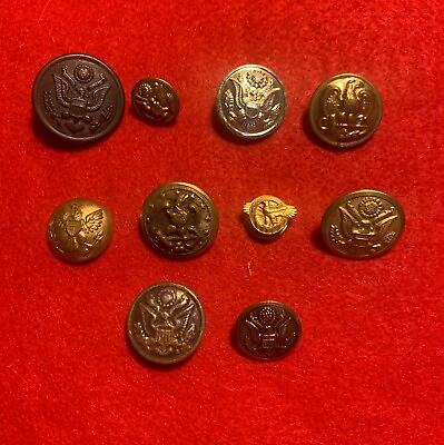#ad CIVIL WAR ERA AND LATER MILITARY AND MORE BUTTON LOT OF 10... SEE PICS #BTL 6 $15.00