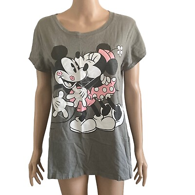 #ad Disney Minnie amp; Mickey Mouse Tshirt Womens 2XL Gray Stretch Short Sleeve $18.00