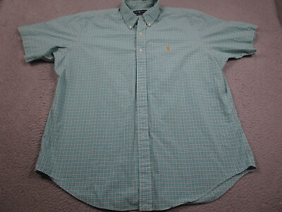 #ad Ralph Lauren Shirt Mens XL Blue Checked Classic Preppy Casual Short Sleeve $19.97