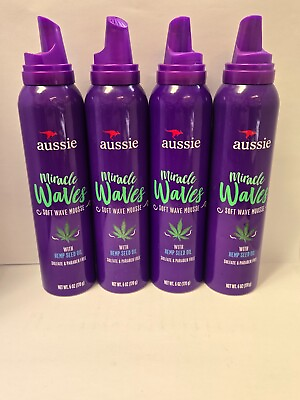 #ad 4 Pack New NO CAPS Aussie Miracle Soft Waves Mousse with Hemp Seed Oil $17.49