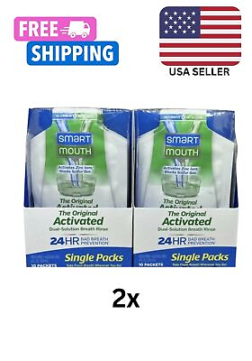 #ad 🔥 Lot 2 SmartMouth Mouthwash Packets. Mint Breath Rinse. 10 Count Each 🔥 $34.37