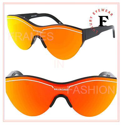 #ad BALENCIAGA SKI 0004 Black Orange Shield Mask Fashion Sunglasses BB0004S Unisex $237.60
