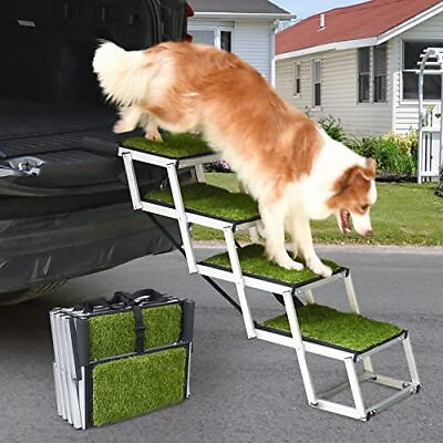 #ad Dog Ramps for Large Dogs SUV Lightweight Dog Stairs 5 Steps With Grass $82.50