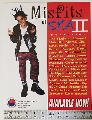 #ad Misfits of Ska II Asian Man Records Rare 1997 Promo Poster 11x13.5 Collectible $19.99