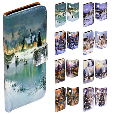 #ad For LG Series Mobile Phone White Christmas Theme Print Wallet Phone Case Cover AU $13.98