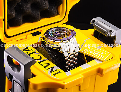 #ad Invicta Men Reserve S1 Grand AUTOMATIC Abalone Purple Dial SILVER Diamond Watch $198.59