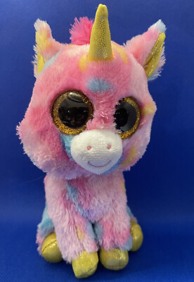 #ad Ty Beanie Boos Boo Fantasia the Unicorn 6quot; Beanbag Plush Pink Rainbow Spots $7.49