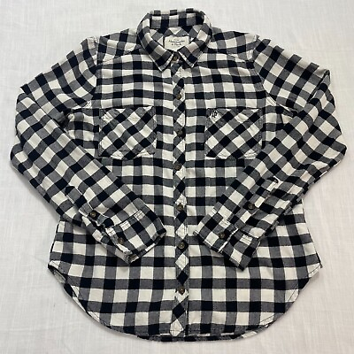 #ad Abercrombie Fitch Shirt Flannel Plaid Womens Button Up Long Sleeve Top Shirt M $18.95
