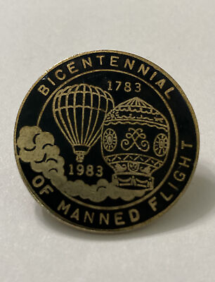 #ad Vintage 1783 1983 Bicentennial of Manned Flight Hot Air Balloon Pin Pinback $19.95
