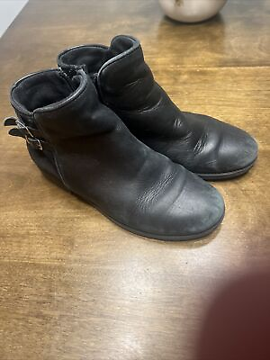 #ad GUC Zara Girls Black Zipper Buckle Boots Size 1 EU 32 $11.77