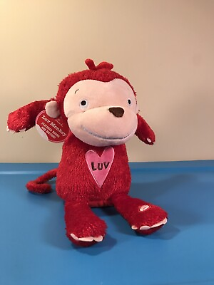 #ad Hallmark Luv MONKEY PLUSH Red 15quot; Animated Musical Pink Heart SEE VIDEO $22.04