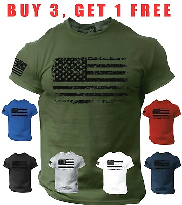 #ad USA Distressed Flag Men T Shirt Patriotic American Tee S 3XL $13.90